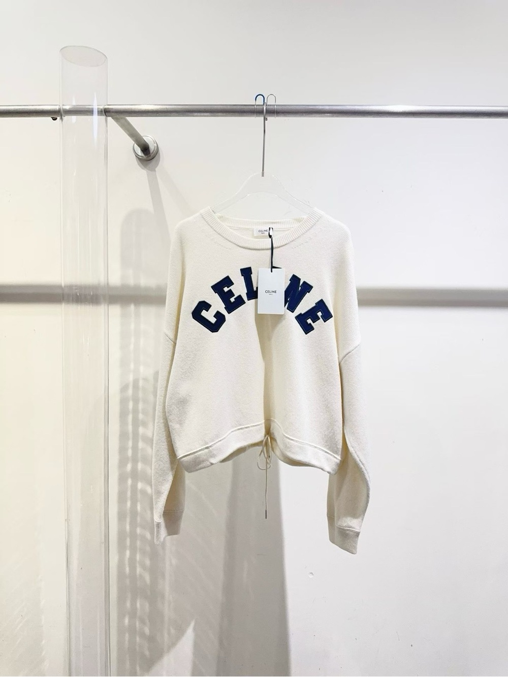Celine Cream Sweatshirt with Navy Lettering
